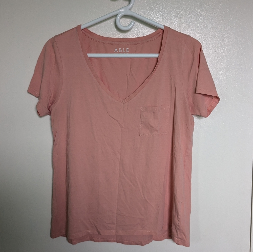 Able Pink Fitted Short Sleeve T-Shirt Medium
